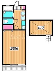西武多摩湖線 一橋学園駅 徒歩15分の賃貸アパート 2階1Kの間取り