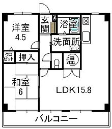アメリエ辻 2LDKの間取図画像