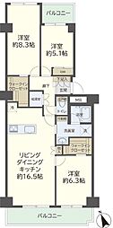 鎌倉グリーンマンション 3LDKの間取図画像