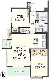 ホーユウパレス本牧元町 2LDKの間取図画像