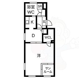 名鉄常滑線 豊田本町駅 徒歩10分の賃貸マンション 3階1DKの間取り