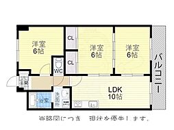 鶴陽明ハイツ 3LDKの間取図画像
