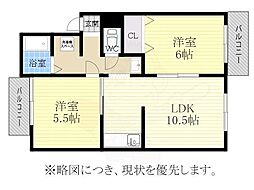 メゾン京命 2LDKの間取図画像