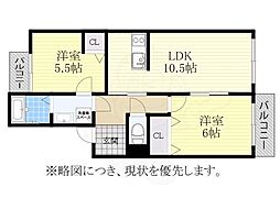 メゾン京命 2LDKの間取図画像