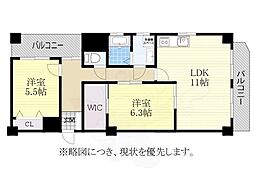 浅野ビル 2LDKの間取図画像