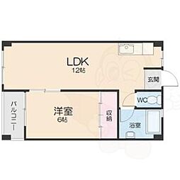 名古屋市営東山線 今池駅 徒歩2分の賃貸マンション 6階1LDKの間取り