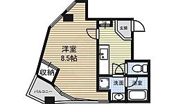 パックス荒畑2 4階1Kの間取り