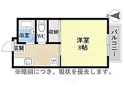 名古屋市営鶴舞線 川名駅 徒歩4分の賃貸アパート 1階ワンルームの間取り