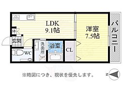 雁道ビル 4階1LDKの間取り