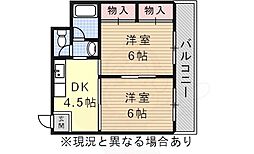 マンションルンビニー 2Kの間取図画像
