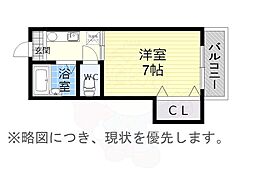 COCO覚王山 3階1Kの間取り