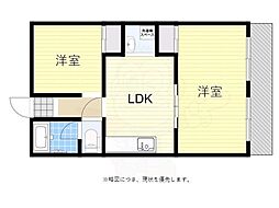 第3元八事ビル 5階2DKの間取り