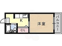 ウェザーフィールド 3階1Kの間取り