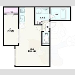 名古屋市緑区大高町字鶴田アパート 1LDKの間取図画像