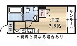 名古屋市営鶴舞線 荒畑駅 徒歩9分の賃貸アパート 4階ワンルームの間取り