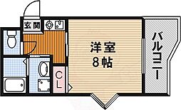 ドゥエル五軒家 4階1Kの間取り