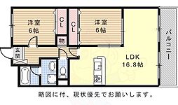 アドバンスユタカ 2LDKの間取図画像