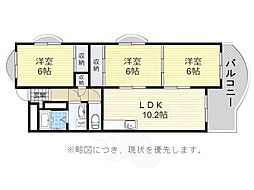 名古屋市営名城線 八事駅 徒歩9分の賃貸マンション 2階3LDKの間取り