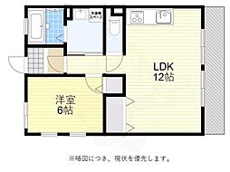 ビラ松風苑 2階1LDKの間取り