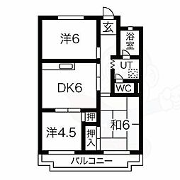 タートルヒルズ黒沢台 3DKの間取図画像