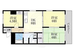 ひかりマンション 6階3DKの間取り