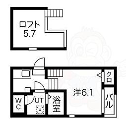 名古屋市営名城線 妙音通駅 徒歩6分の賃貸アパート 2階1Kの間取り