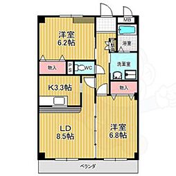 フォレスタ神の倉 2階2LDKの間取り