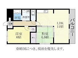 ドゥーブル檀渓 3階2LDKの間取り