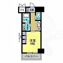 EXE原 11階1Kの間取り