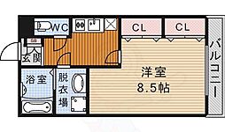 キルシェ・ヴィラ 2階1Kの間取り