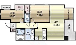 VERDE CUESTA覚王山 2階2LDKの間取り