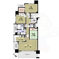 名古屋市営東山線 星ヶ丘駅 徒歩5分の賃貸マンション 13階3LDKの間取り