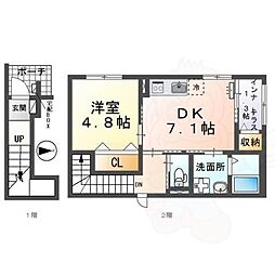 パロット片坂 1DKの間取図画像