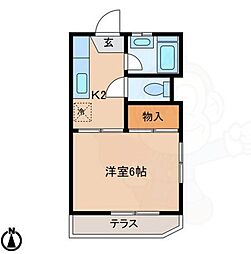 サン大将ヶ根 1Kの間取図画像