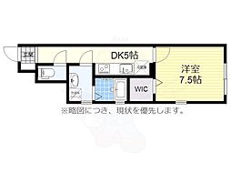ロリエ宮東 1DKの間取図画像