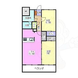 グランディール中京 2LDKの間取図画像
