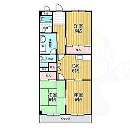 グリーンパークOh92B 3DKの間取図画像
