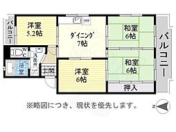 レジデンスブルー 4DKの間取図画像