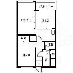 ピボット桐林 2LDKの間取図画像