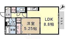 グランドールコートB 1LDKの間取図画像