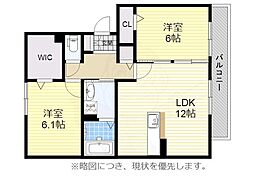 ラージフィールド 2LDKの間取図画像