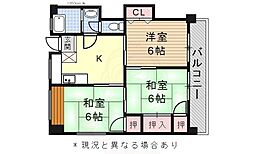 今枝マンション 3Kの間取図画像