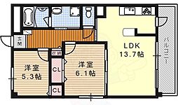 セラーノ平針 2LDKの間取図画像