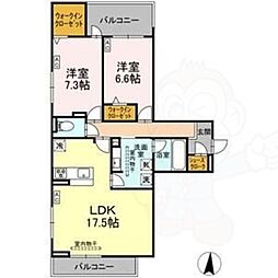 セレスティア檀溪通 2LDKの間取図画像