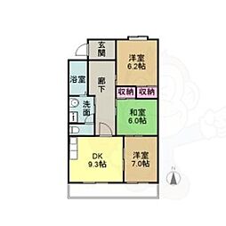 ヒバリハイツ 3DKの間取図画像