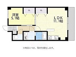 パンジー豆田 1LDKの間取図画像
