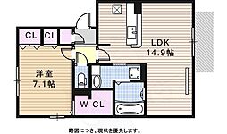 クレスト大針 1LDKの間取図画像