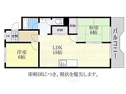 レジデンス萩 2LDKの間取図画像