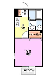 サン・プレリュード3 1Kの間取図画像