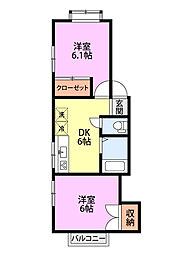 メゾン・ティーズ 2DKの間取図画像